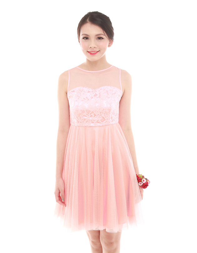 Penelope Tulle Dress in Peach